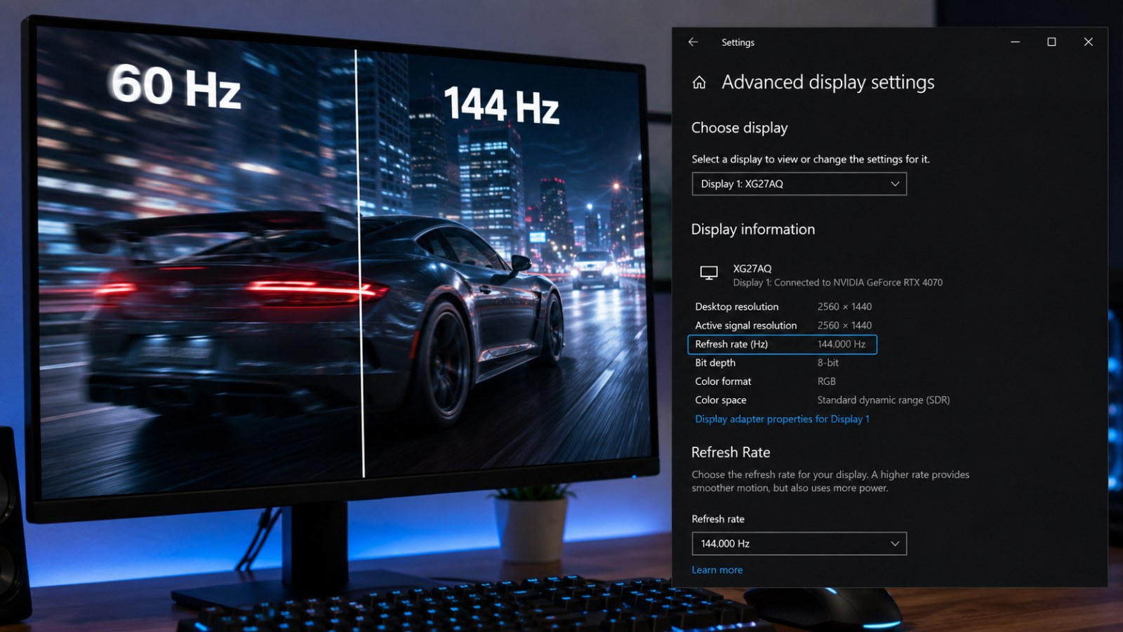 Монитор 144 Гц работает только на 60 Гц — как выставить правильную частоту в Windows