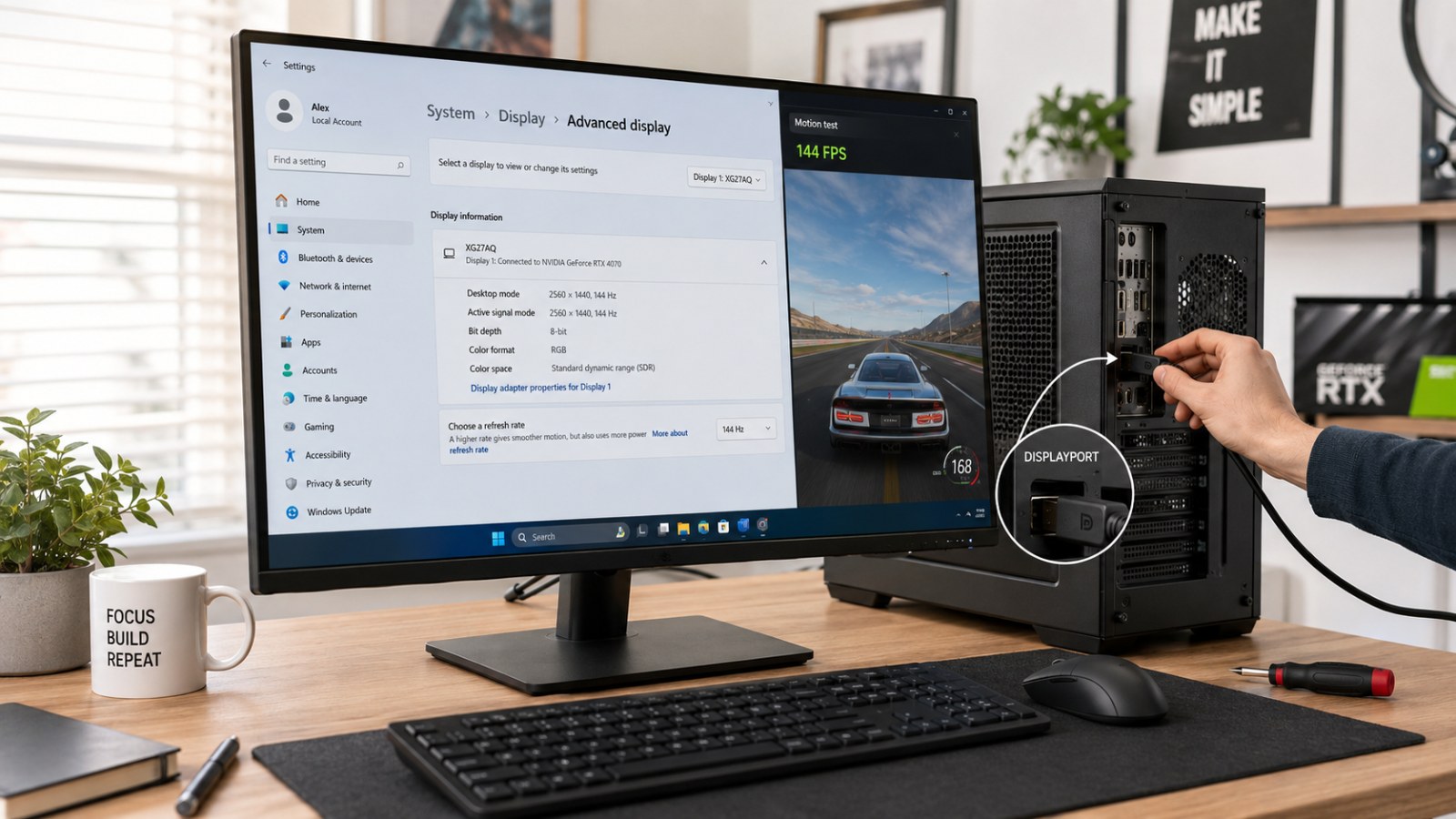 Ilustracja 2 — Monitor 144 Hz działa tylko w 60 Hz – jak ustawić właściwe odświeżanie w Windows?